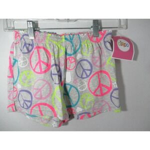 Circo girls NWT shorts 7-8 elastic waist gray peace signs hearts pink purple